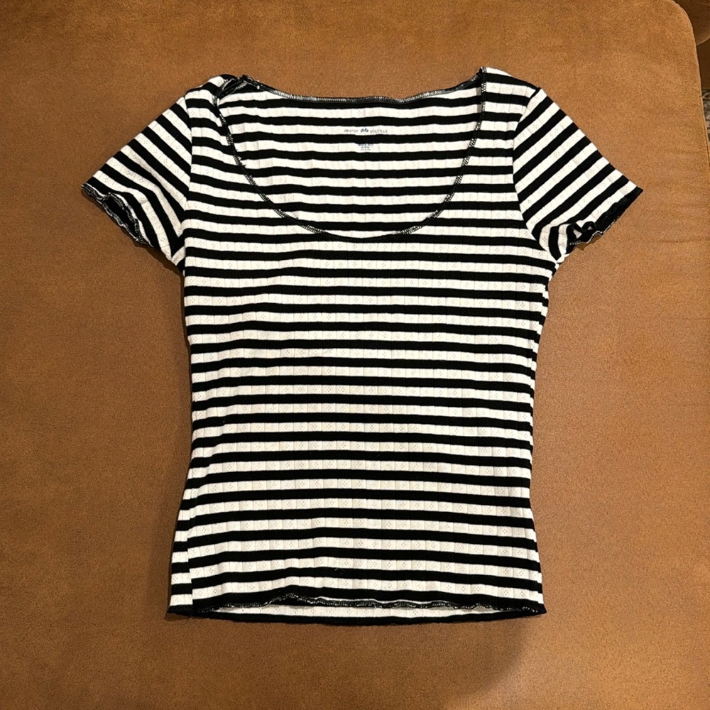 Brandy Melville white and black striped long sleeve